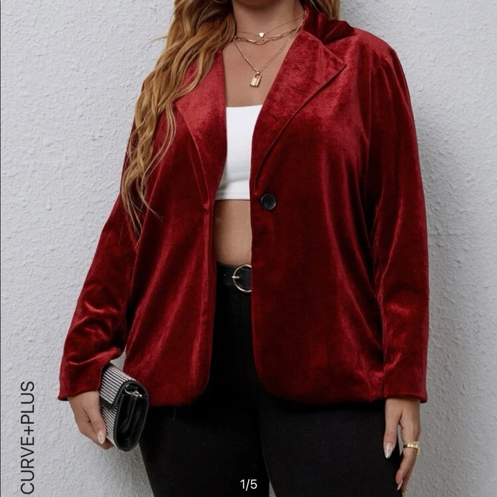 Velvet blazer, dark red